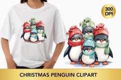 christmas cute penguin clipart, penguin sublimation Product Image 1