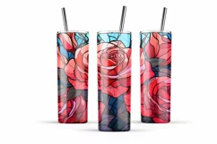 Roses tumbler wrap Stained Glass Png 20 Oz Sublimation Product Image 7