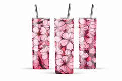 Cherry blossom skinny tumbler sublimation designs PNG Product Image 7
