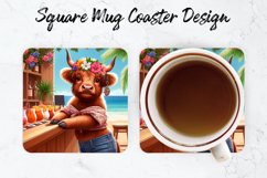 Highland Cow Mug coaster | Coaster | Sublimation Design Product Image 1