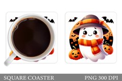 Cute Ghost Coaster Design. Halloween Sublimation Product Image 1