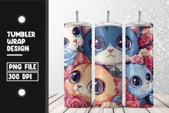 Cute cat pattern Tumbler Wrap | Sublimation | 20 oz Skinny Product Image 1