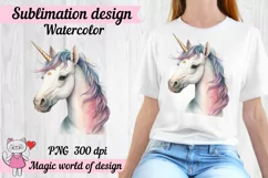 Unicorns watercolor Clipart PNG Product Image 1