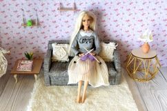 Miniature needles with knitting yarn tutorial PDF dollhouse Product Image 7