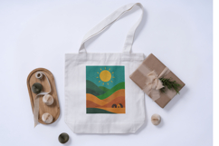 Sunny Hillside Minimal Landscape Pillow Design Product Image 7