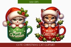 Cute Christmas Cat clipart, Cat Sublimation Product Image 1