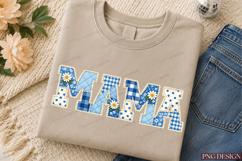 Mama Blue Patchwork Floral PNG Bundle,mama png Design Product Image 7