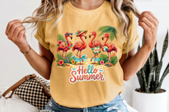Hello Summer Flamingo PNG, Tropical Beach Sublimation Design Product Image 7