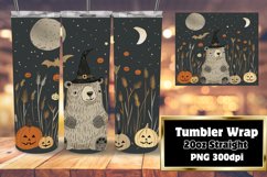 Sublimation Tumbler Wrap Halloween Bear 20oz Watercolor Product Image 1