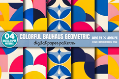Colorful Bauhaus Geometric Digital Paper Background Bundle P Product Image 8