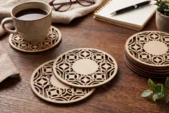 Round Monogram Coaster SVG - Laser Cut Blank Ornament File Product Image 1