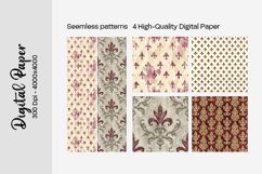 Burgundy Digital Papers | Floral Digital paper Product Image 1