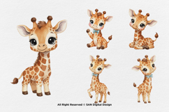 15 Bundle Watercolor Cute Giraffe Animal Wildlife Sticker Product Image 7
