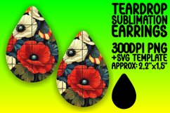 3D Flower Fantasy PNG Teardrop Earring Design Sublime Product Image 1