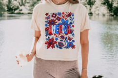 America Patriotic flowers PNG T-Shirt|4th of July PNG Sublim Product Image 4