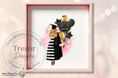 Graduation Girl PNG with Balloons Black Gold Glam Design PNG Product Image 8