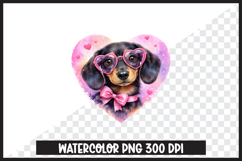 Valentine Dog in Heart Frame Cute Watercolor Clipart Product Image 1