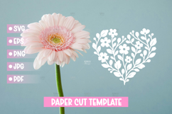 Paper Cut Floral Heart , Paper Cut Heart SVG Product Image 1