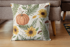 Cottagecore Sunflower Harvest Seamless Pattern, Digital Pape Product Image 7