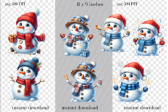 Snowman Christmas Clipart. Cute Winter PNG Set Product Image 2