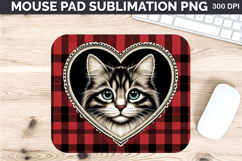 Watercolor Cat Mouse Pad Sublimation - Valentines PNG Design Product Image 1