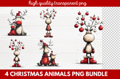 4 Christmas Animals PNG | Cute Festive Wildlife Clipart Product Image 1