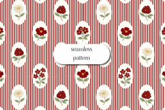 Vintage Floral Stripe Pattern, Retro Botanical Repeat JPG Product Image 1
