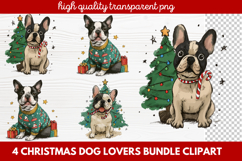4 Christmas Dog Lovers Clipart | Festive Holiday Puppy PNG Product Image 1