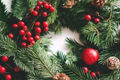 Red Christmas Balls Background, Christmas Wreath Background Product Image 1