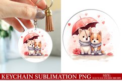 Dog Valentine&#039;s Day Keychain Sublimation PNG Design Product Image 1