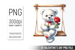 Valentine&#039;s Cute Bear Clipart PNG, Bear Graphic For Crafts Product Image 1