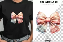 Lace Bow Sublimation Print, Coquette Aesthetic PNG Product Image 1