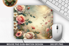 Flower Mouse Pad Sublimation, Spring Flower Mouse Pad PNG Product Image 1