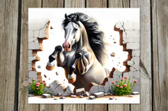 Horse & wall | 4 skinny tumbler Sublimation designs PL2 Product Image 3