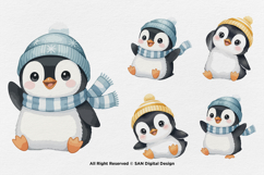 15 Bundle Watercolor Baby Penguin Cute Kids Cold Ice White Product Image 7