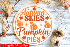 Autumn Skies Pumpkin Pies Fall Round Sign SVG Product Image 1