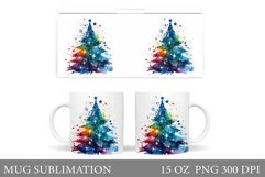Christmas Tree Mug Wrap. Rainbow Christmas Tree Mug Design Product Image 1