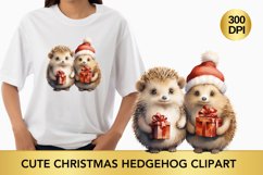 Cute Christmas Hedgehog Clipart, Hedgehog sublimation Bundle Product Image 3