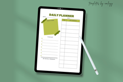 Printable Daily Planner Template, Aesthetic Green Grid Product Image 4