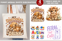 Funny Animal Quote Sublimation PNG Product Image 1