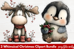 2 Whimsical Christmas Clipart | Cute Festive Holiday PNG Product Image 1