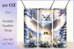 Sublimation Tumbler Wrap 3D White Owl / Png file Product Image 1