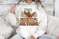 Nevada State Map PNG, Vintage Desert Cactus Sublimation Product Image 7