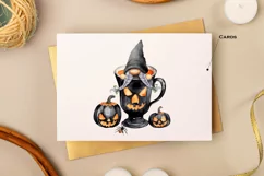 Watercolor Halloween gnome in tea mug, Gnome PNG Product Image 6