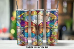 Stained Glass Butterflies Tumbler Wrap Sublimation PNG Product Image 3
