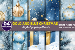 Gold and Blue Christmas Backgrounds Bundle PNG Product Image 8