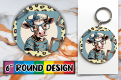 Radiant Circle Coaster Sublimation, Cute Cow Product Image 1