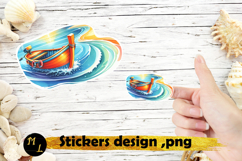 Boat stickers,Beach stickers png ,summer stickers png Product Image 1