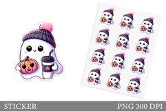 Cute Ghost Sticker Design. Cute Halloween Sticker Product Image 1