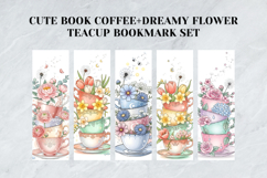Cute Book &amp; Coffee Bookmark Set,Dreamy Floral Teacup Art Product Image 7